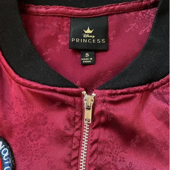 Disney Princess Mulan Bomber Jacket | Red Satin Floral Embroidered, Small EUC - Picture 2 of 6